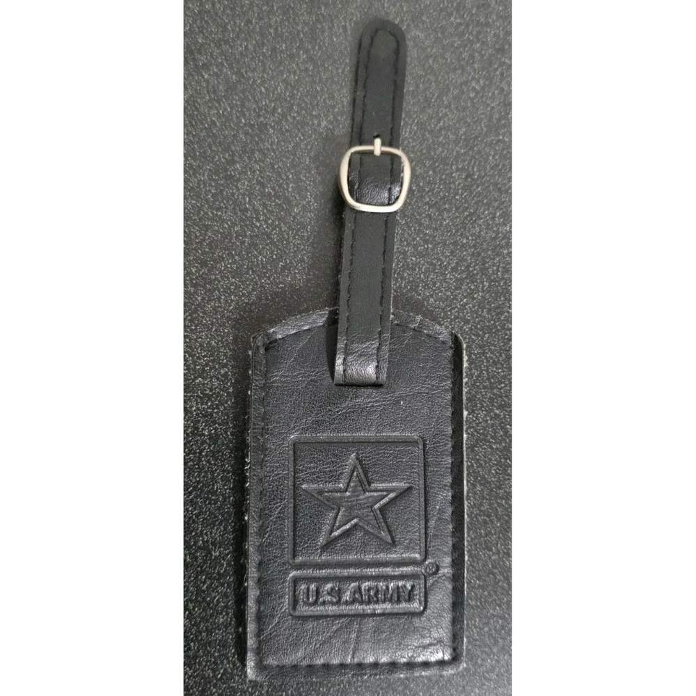 NEW United States US Army Leather Luggage Tag With Buckle USA Military Veterans